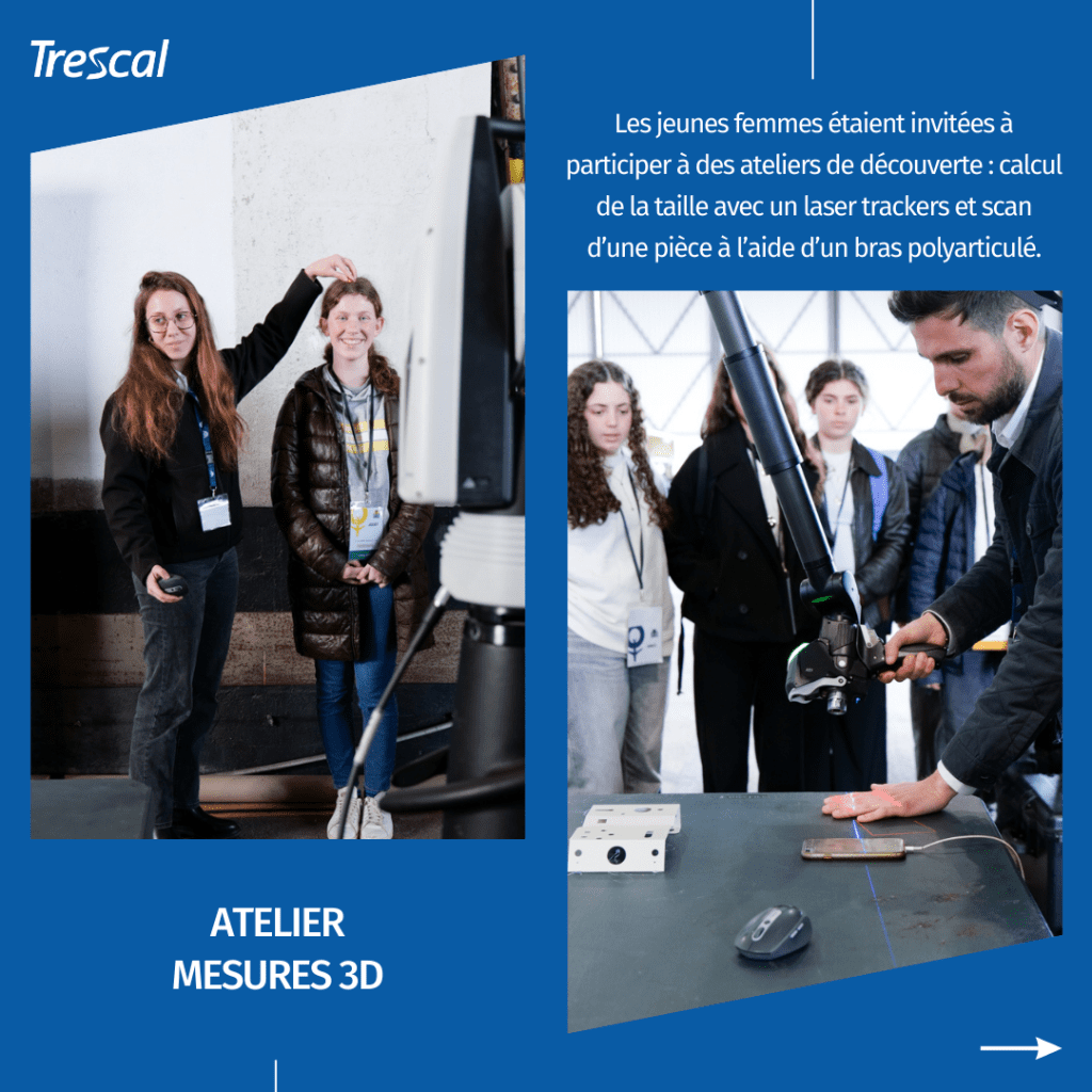 Atelier de mesures 3D aux rencontres Féminisons les Métiers de l'Aéronautique et du Spatial.